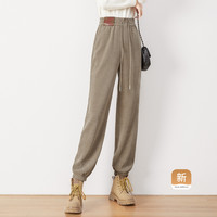 她池 松紧腰长款运动卫裤 T33B3488KA81