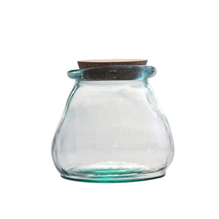 利快西班牙木塞玻璃瓶瓶子空瓶厨房储物瓶子玻璃瓶 不规则木塞玻璃储物罐 浅蓝 1.5L