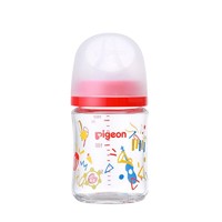 Pigeon 贝亲 宝宝婴儿玻璃奶瓶仿母乳耐热宽口径自带SS号 160ml彩绘音乐会