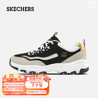 斯凯奇（Skechers）冬季加绒女鞋奶茶熊休闲鞋厚底增高老爹鞋复古保暖熊猫鞋松糕 BKGD-黑金 40码