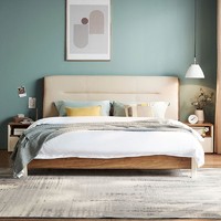 林氏木业 现代简约1.8米双人床板式床1.5高箱收纳卧室家具套装CP2A