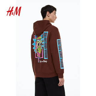 H&M HM男装卫衣秋季柔软美拉德印花卡通图案内绒长袖连帽衫1025705