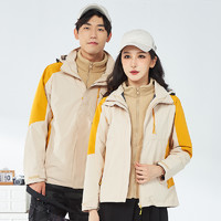 simboo冲锋衣女三合一可拆卸滑雪服男士防风保暖外套