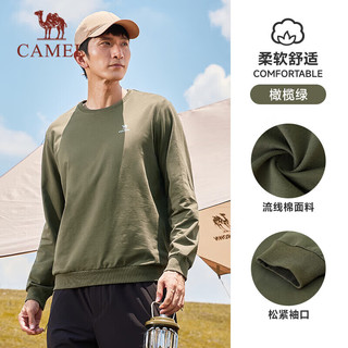 骆驼（CAMEL）休闲套头卫衣男宽松运动上衣 J13CAYL6063 橄榄绿 XL