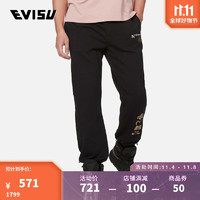 EVISU KURO 男士 刺子绣Logo男休闲运动裤 2EAGNM1SP421FFFL 黑色 M