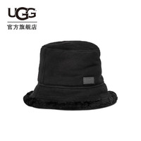 UGG 秋冬男士配件舒适纯色羊皮革圆帽遮阳帽 21697