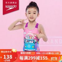 速比涛（Speedo）婴幼儿女童连体泳衣可爱印花防晒抗氯 80797015162 紫色/蓝色 3