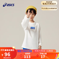 ASICS 亚瑟士 童装秋冬男女童长袖T恤儿童潮流休闲服 00白色 110cm