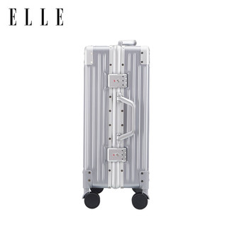 ELLE 她 法国20英寸银色行李箱时尚拉杆箱TSA密码锁万向轮可登机旅行箱