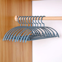 千色集家庭清洁干巾X成人款半圆无痕防滑衣架家用晾衣架塑料衣 蓝色 20个装
