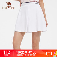 CAMEL 骆驼 运动半身裙女子针织短裙休闲户外网球裙 C0S14LF648-1 白色 XXL