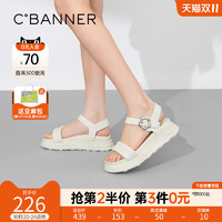 C.BANNER 千百度 女鞋夏季新款时尚一字带凉鞋舒适气质潮流厚底外穿度假沙滩