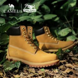 camel骆驼官方户外鞋男士防水防滑马丁靴冬季官方大黄靴高帮潮流工装