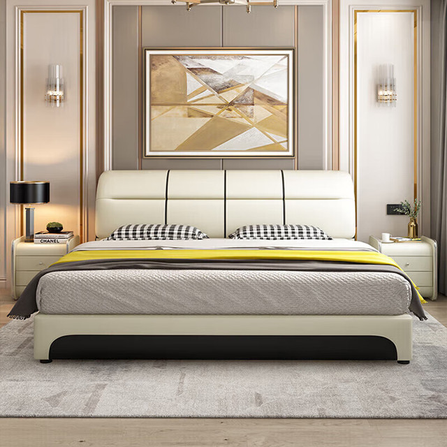 ESF 宜眠坊 北欧轻奢皮床科技布床 双人床1.8米2米家具LP-219升级气压或三抽