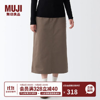 无印良品 MUJI 女式 丝光斜纹 裙子 半身长裙秋冬季 简约风 BEK37C2A 深咖啡色 S(155/62A)