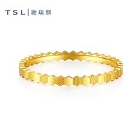 TSL 谢瑞麟 黄金戒指女款蜂巢六角形5G足金素圈戒指指环YS507 13号圈口（1.45g，工费350元）