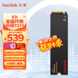 SanDisk 闪迪 1TB SSD固态硬盘 M.2接口NVMe协议PCIe4.0至尊极速™笔记本游戏 固态硬盘｜西部数据