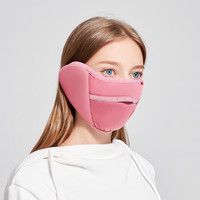 UV100防晒口罩女冬季防紫外线薄款透气护耳保暖户外遮阳面罩21916 山楂红 F