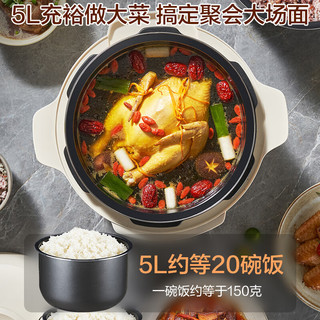 SUPOR 苏泊尔 电压力锅5L家用高级奶白全自动家用智能SY-50YC5007电3-6