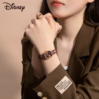 迪士尼（Disney）手表女士复古小表盘时装表轻奢初中女生2023小棕表高中生 小方糖-棕色