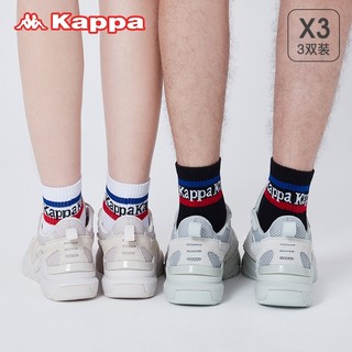 Kappa 卡帕 秋冬Kappa/卡帕棉质袜子中筒袜运动情侣袜三双装
