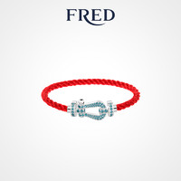 FRED 斐登 FORCE 10系列 0B0173-6B0156 几何18K白金宝石手绳 14cm 红色