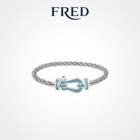 FRED 斐登 FORCE 10系列 0B0173-6B0109 几何18K白金宝石手绳 18cm 精钢原色