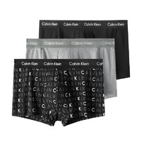 Calvin Klein CK 男士平角内裤套装 3条装 U2664G 送男友礼物 YKS字母黑灰 XL