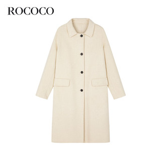 洛可可（ROCOCO）韩版时尚双面呢外套女秋季质感长款法式羊毛呢大衣 米色 M