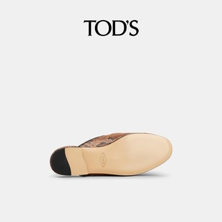 TOD'S2023女士真皮蜥蜴纹穆勒鞋半拖平底女鞋