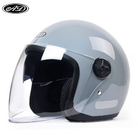 AD 新国标电动车头盔半盔 165-1松鼠灰配透明高清长镜