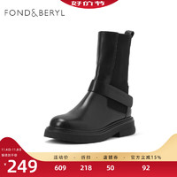 FONDBERYL 菲伯丽尔 切尔西靴冬季新款厚底英伦中筒烟筒靴女靴FB24116077