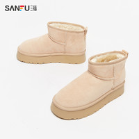 三福雪地靴女2023冬纯色经典时尚厚底保暖防风休闲女鞋822414