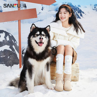 SANFU 三福 雪地靴女鞋简约休闲保暖加厚厚底增高短靴822786