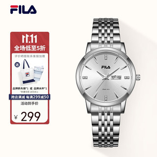 斐乐（FILA）手表男复古手表女钢带日历商务石英高级感表 FLL38-6506-101
