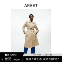 ARKET女装 长款棉麻混纺双排扣配腰带风衣1044871005 米色 160/80A