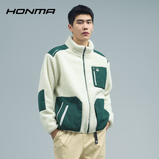 HONMA【活力系列】2022高尔夫服饰男士外套摇粒绒立领上衣 墨绿/白 XL