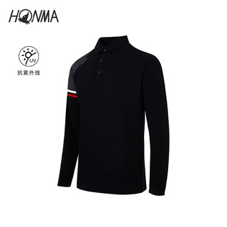 HONMA 【专业高尔夫】高尔夫服饰男士长袖POLO衫休闲撞色 漂白 XL