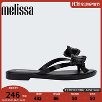 melissa 梅丽莎）Melissa梅丽莎时尚立体蝴蝶结蕾丝边女士人字拖33917 黑色 5（35-36码）