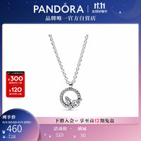 潘多拉（PANDORA）闪耀零落花朵标本圆环吊坠项链颈饰925银饰品