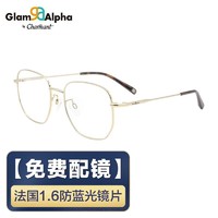 CHARMANT 夏蒙 眼镜框男女款全框金属材质远近视眼镜架GA38133 WG &法国镜片品牌1.6防蓝光