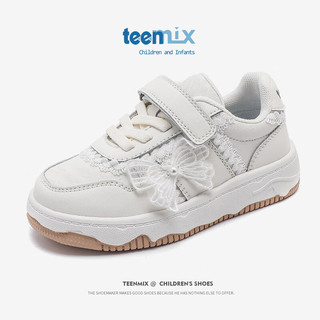 天美意（TEENMIX）天美意童鞋女童鞋子秋季宝宝板鞋防滑儿童运动鞋大童潮 白色 30码