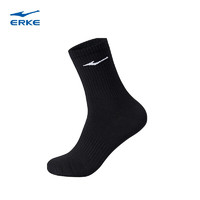 ERKE 鸿星尔克 袜子男中袜舒适简约跑步运动袜外穿中筒男士袜子 正黑 通用维尺码