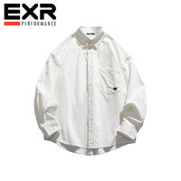 EXR奥莱纯棉针织宽松翻领夹克秋季工装美式ins风简约纯色百搭上 白色 S