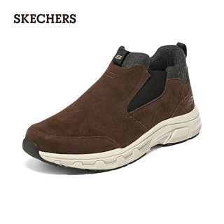 SKECHERS 斯凯奇 一脚蹬轻便舒适拼接加绒男鞋 237283C 巧克力色/黑色 41