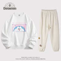 Doraemon 哆啦A梦 圆领卫衣运动套装男春秋季一套情侣装衣服两件装