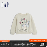 Gap【玛丽猫联名】女幼童秋冬2023抓绒卫衣785911儿童装上衣 米色 90cm(2岁)