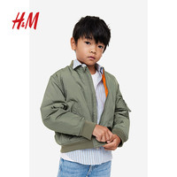 H&M男女童外套大廓形飞行员夹克1169041 卡其绿 140/68