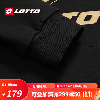 乐途（LOTTO）连帽套头卫衣男潮ins白色设计感小众柔软轻便美式高街冬季上衣 黑金色 190/3XL