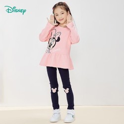 Disney 迪士尼 童装女童卫衣套装可爱米妮加绒长袖套装舒适保暖